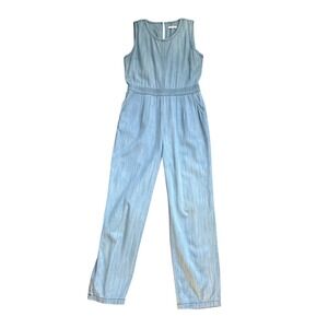 Kelley Cawley Sleeveless Light Denim Cropped Jumpsuit, Small, Utility, Trendy